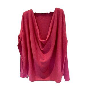 Cullen Women's 100% Cashmere Pink Pullover Deep Cowlneck Sweater Size XL